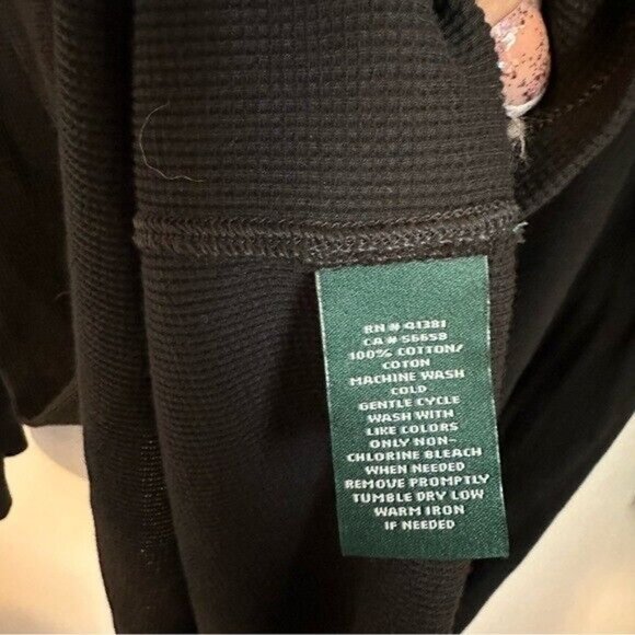 Lauren Ralph Lauren Black Thermal Waffle Knit Long Sleeves Shirt Dress Size XL - Picture 8 of 9